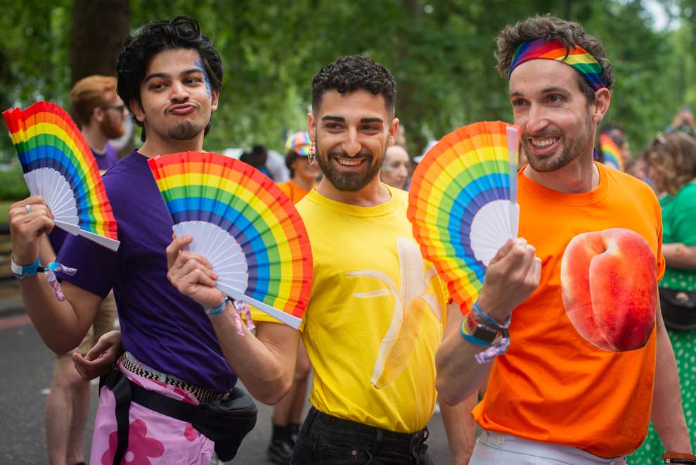 Group of friends at London Gay Pride Parade